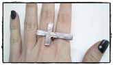 Anel Duplo com Crucifixo - Prateado